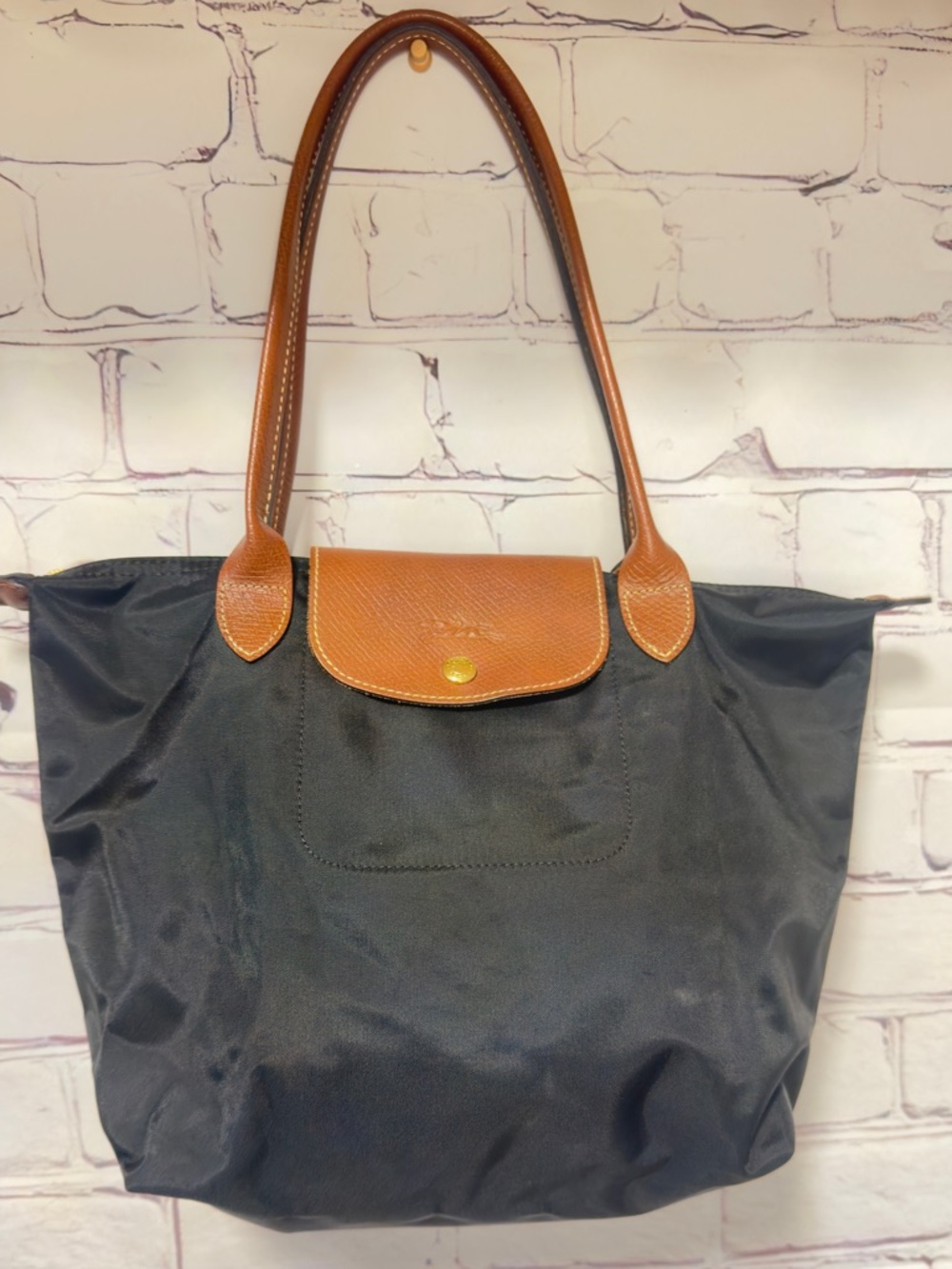 LONGCHAMP LEPLIAGE SHOPPING MODEL DEPOSE BAG TOTE SHOULDER BAG BLACK BROWN